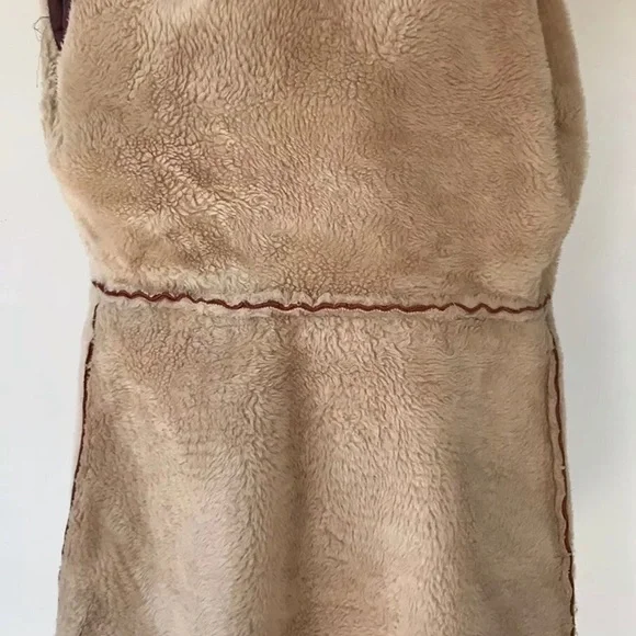 VTG Suede Leather Orange Fur Sherpa Belted Penny Lane jacket - Picture 7 of 13